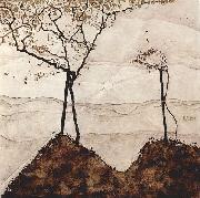 Egon Schiele Herbstsonne und Baume oil painting